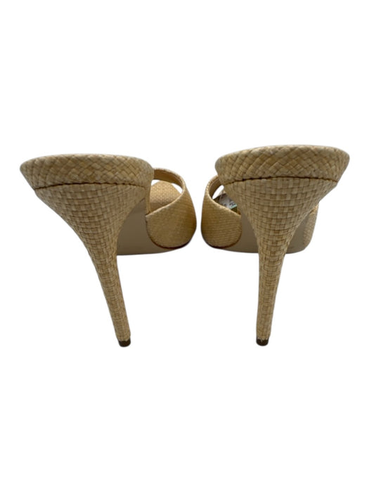 Black Suede Studio Shoe Size 36.5 Beige Raffia Pointed Toe Sandals Beige / 36.5