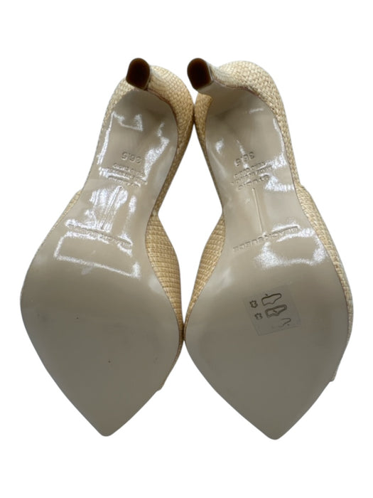 Black Suede Studio Shoe Size 36.5 Beige Raffia Pointed Toe Sandals Beige / 36.5