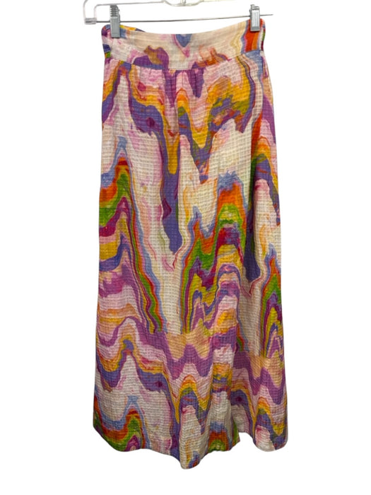 Marie Oliver Size XXS Pink, Blue, Multi Abstract Wrap Midi Skirt Pink, Blue, Multi / XXS