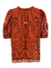 Shoshanna Size XS Orange Polyester Ruffle Collar Lace Cami Puff Sleeve Top Orange / XS