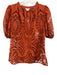 Shoshanna Size XS Orange Polyester Ruffle Collar Lace Cami Puff Sleeve Top Orange / XS