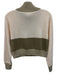 L'Academie Size XS Cream & Green Acrylic & Wool Blend Colorblock Crop Sweater Cream & Green / XS