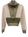 L'Academie Size XS Cream & Green Acrylic & Wool Blend Colorblock Crop Sweater Cream & Green / XS