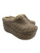 Mou Shoe Size 7 Taupe Gray & Beige Sheepskin Braided Trim Platform Mules Taupe Gray & Beige / 7
