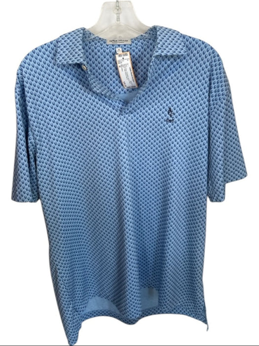 Peter Millar Size M Blue & Navy Polyester Skulls Golf Men's Polo Blue & Navy / M
