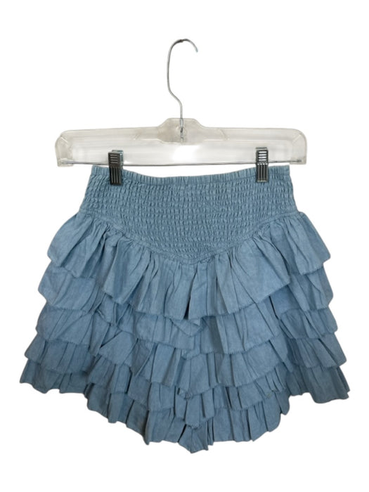 Love The Label Size S Light Blue Cotton Smocked Tiered Mini Skirt Light Blue / S