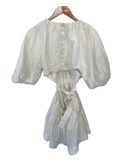 Aje. Size 10 Cream Silk & Linen Blend Cutout Button Detail Mini Dress Cream / 10