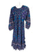 Mille Resort & Travel Size S Navy & Purple Cotton Long Balloon Sleeve Maxi Dress Navy & Purple / S