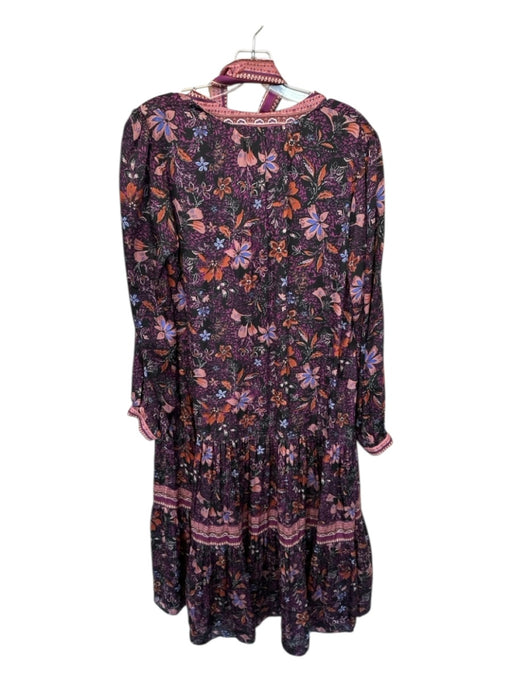 Current Air Size M purple & pink Polyester Long Balloon Sleeve Flowers Dress purple & pink / M