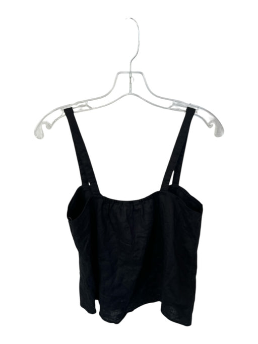 Banana Republic Size M Black Flax Sleeveless Front Tie Top Black / M
