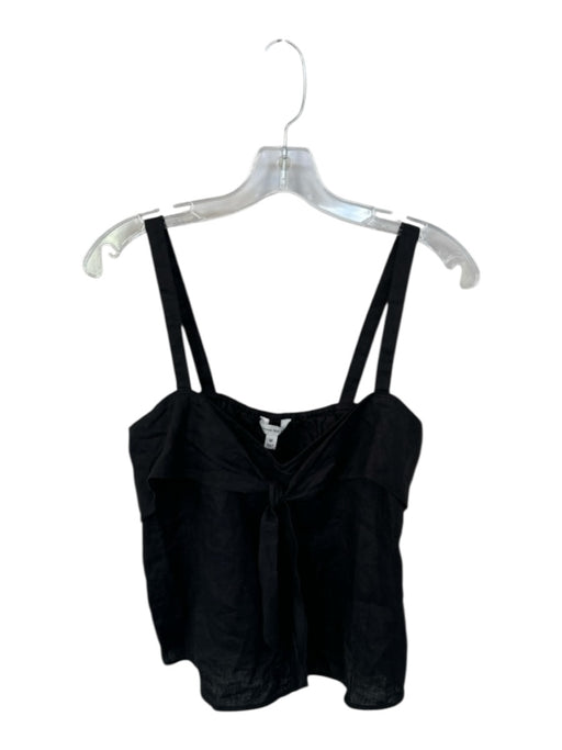 Banana Republic Size M Black Flax Sleeveless Front Tie Top Black / M