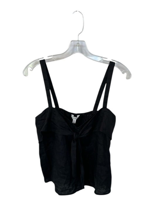 Banana Republic Size M Black Flax Sleeveless Front Tie Top Black / M