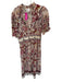 BA & SH Size 2 Maroon & Cream Viscose Short Balloon Sleeve Paisley Maxi Dress Maroon & Cream / 2