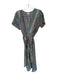 Paani Size S Green & Pink Polyester Short Sleeve Botanical Wrap metallic Dress Green & Pink / S