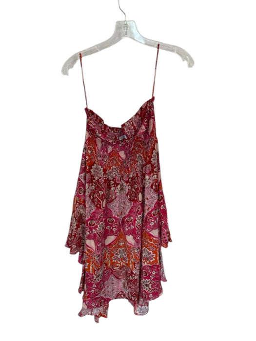 Mariacher Size M Magenta & Orange Smocked Botanical Asymetrical Skirt Magenta & Orange / M