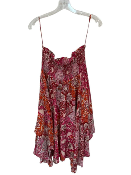 Mariacher Size M Magenta & Orange Smocked Botanical Asymetrical Skirt Magenta & Orange / M