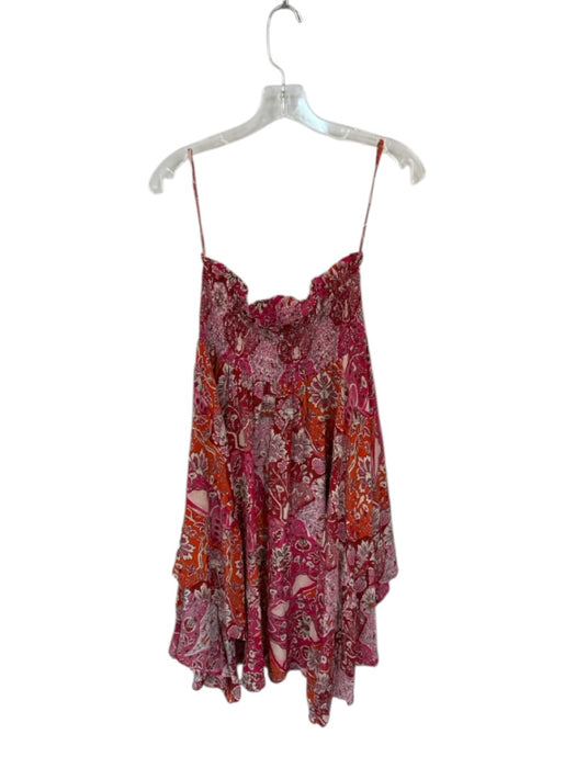 Mariacher Size M Magenta & Orange Smocked Botanical Asymetrical Skirt Magenta & Orange / M