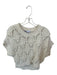 Zara Size S Ivory Cotton Short Sleeve Knit Pom Pom Top Ivory / S
