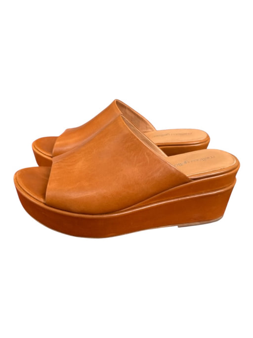 Mellow Yellow Shoe Size 40 Brown Leather Platform Wedge Open Toe Mules Brown / 40