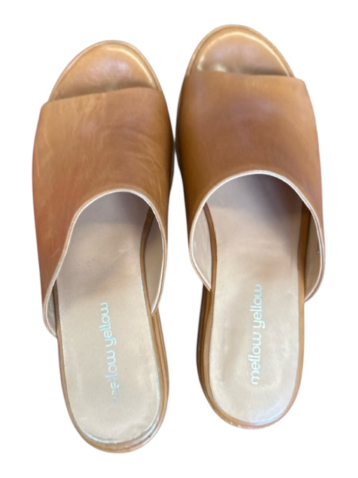Mellow Yellow Shoe Size 40 Brown Leather Platform Wedge Open Toe Mules Brown / 40