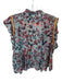 Chufy Size M Blue & Red Cupro Blend Ruffle Collar Ruffle Sleeve Detail Top Blue & Red / M