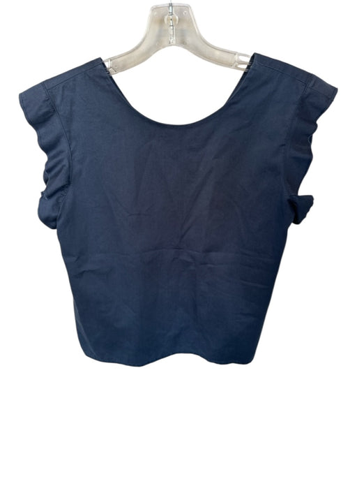 Field Trip Size S Navy Cotton Sleeveless Layered Ruffle V Neck Top Navy / S