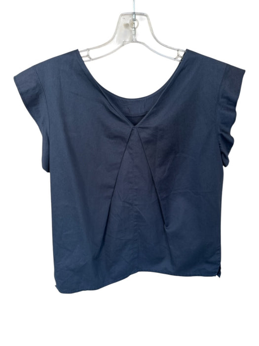 Field Trip Size S Navy Cotton Sleeveless Layered Ruffle V Neck Top Navy / S