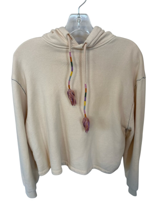 Ba&sh Size 1 Cream Cotton Tassel Hooded Long Sleeve Waffle Sweatshirt Cream / 1