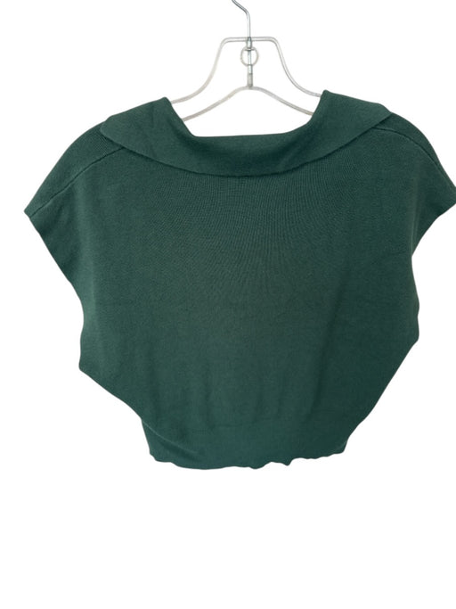 KLD Size M Green Collar V Neck Sleeveless Cropped Top Green / M