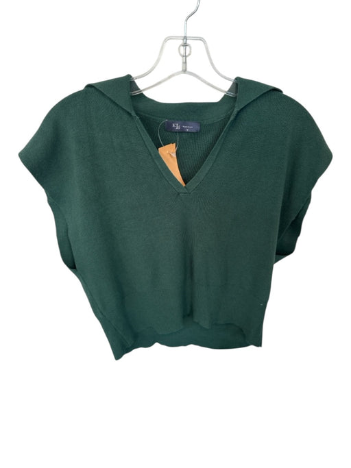 KLD Size M Green Collar V Neck Sleeveless Cropped Top Green / M