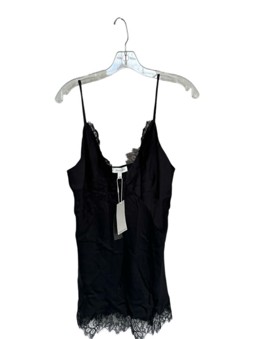 Shona Joy Size L Black Viscose Blend Spaghetti Strap Lace Trim Mini Dress Black / L