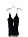 Shona Joy Size L Black Viscose Blend Spaghetti Strap Lace Trim Mini Dress Black / L