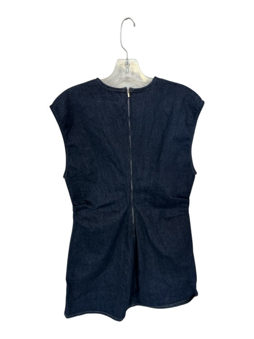 Zara Size L Dark Wash Cotton Blend Sleeveless Denim Back Zip Dress Dark Wash / L