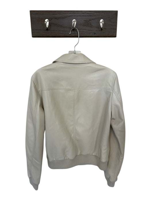 Babaton Size M Bone Vegan Leather Long Sleeve Full ZIp Bomber Jacket Bone / M