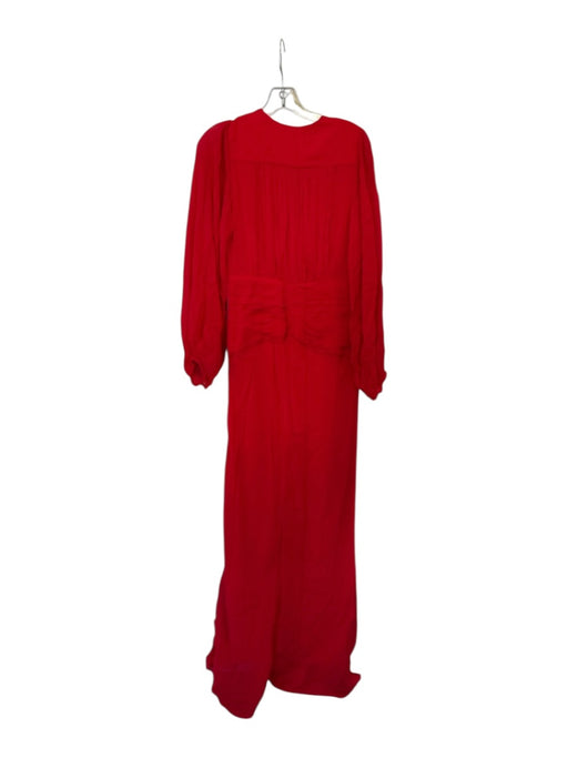 Shona Joy Size 6 Red Viscose Long Balloon Sleeve Waist band Buttons Maxi Dress Red / 6