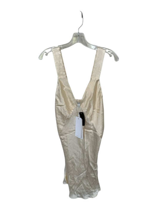 Shona Joy Size L Champagne Viscose Sleeveless V Neck Mini Dress Champagne / L