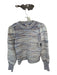 Allison Size S White & Blue Polyester Blend Long Balloon Sleeve Knit Sweater White & Blue / S