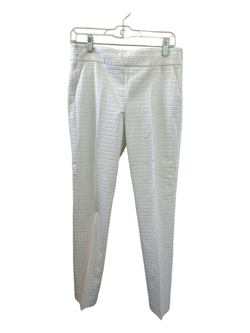 Worth Size 4 White Cotton Side Zip Textured Pants White / 4