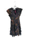 Marie Oliver Size S Black & Brown Cotton & Silk Flutter Sleeves Tiered Dress Black & Brown / S