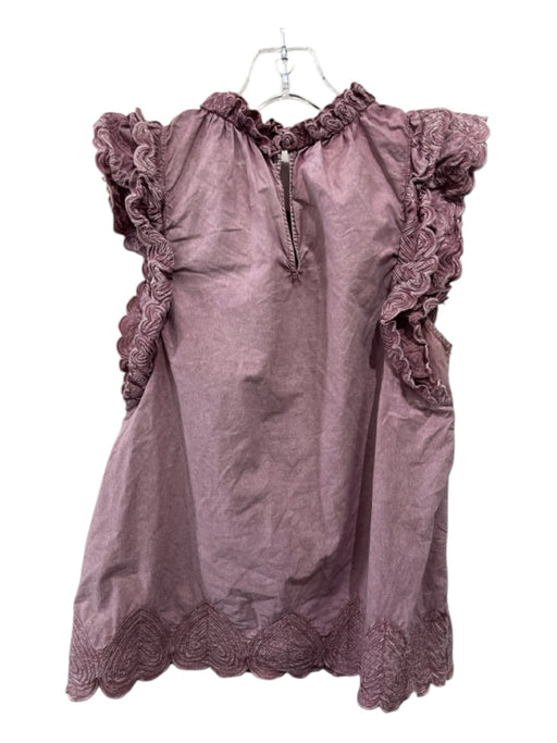 Sea New York Size 4 Faded Purple Cotton Washed Ruffle Trim Heart Sleeveless Top Faded Purple / 4
