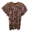 XiRENA Size Medium Brown, Orange, Purple Cotton Short Ruffle Sleeve Floral Top Brown, Orange, Purple / Medium