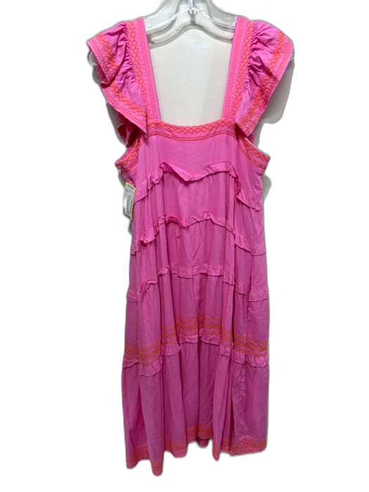 J. Marie Size S Pink & Orange Cotton Embroidered Detail Sleeveless Dress Pink & Orange / S