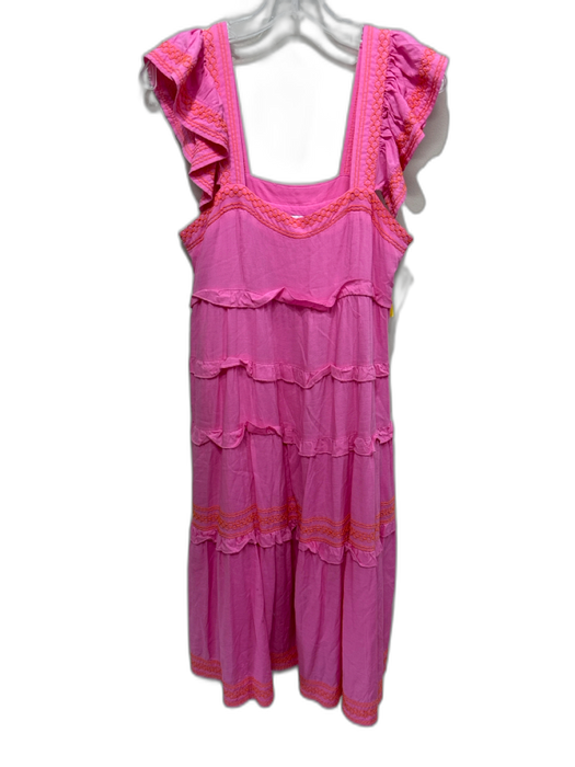 J. Marie Size S Pink & Orange Cotton Embroidered Detail Sleeveless Dress Pink & Orange / S