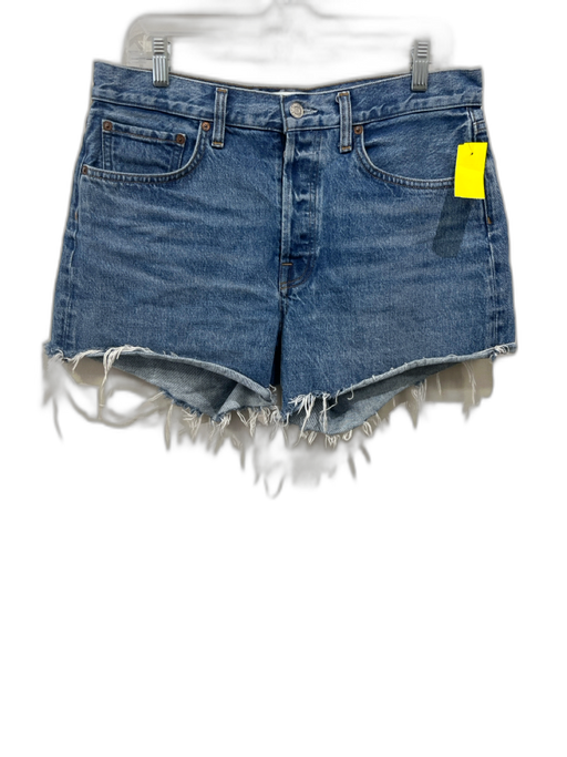 Agolde Size 28 Medium Wash Cotton Denim Frayed Hem Button Fly Shorts Medium Wash / 28