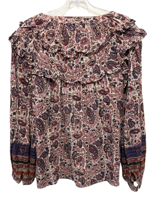 Cleobella Size M Beige, Brown, Multi Cotton Abstract Paisley Button Up Top Beige, Brown, Multi / M