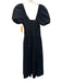 Hill House Size M Black Cotton Elastic Back Puff Short Sleeve Side Zip Dress Black / M