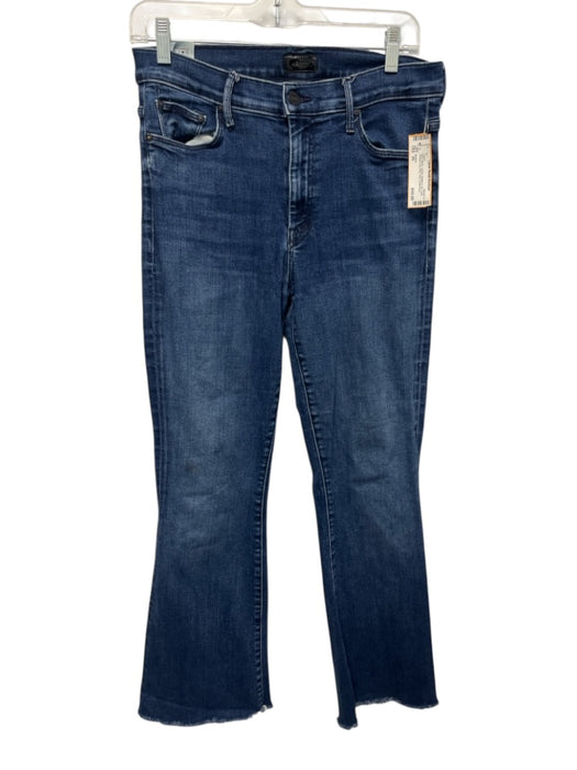 Mother Size 29 Dark Wash Cotton Button & Zip Front Straight Leg Raw Hem Jeans Dark Wash / 29