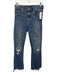 Mother Size 27 Mid Wash Cotton Straight Leg Ripped Knee Raw Hem Jeans Mid Wash / 27