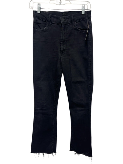 Mother Size 27 Black Cotton Button & Zip Front Straight Leg Raw Hem Jeans Black / 27