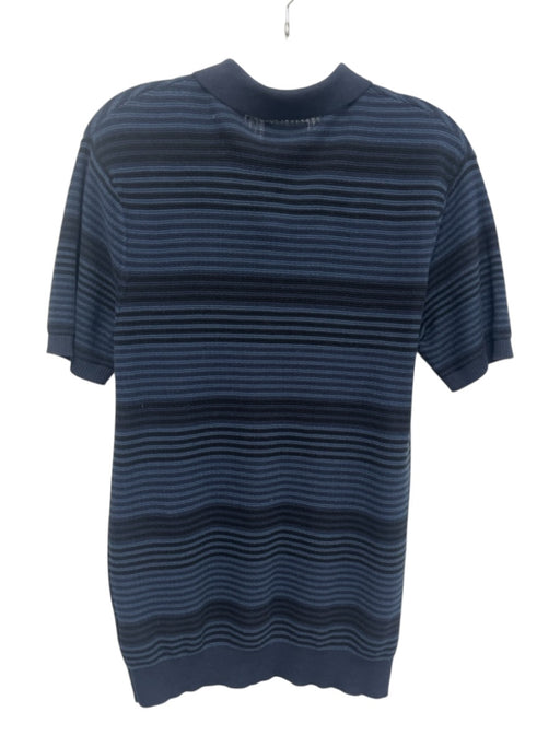 Scotch & Soda Size S Blue & Black Cotton Striped Polo Men's Short Sleeve Blue & Black / S